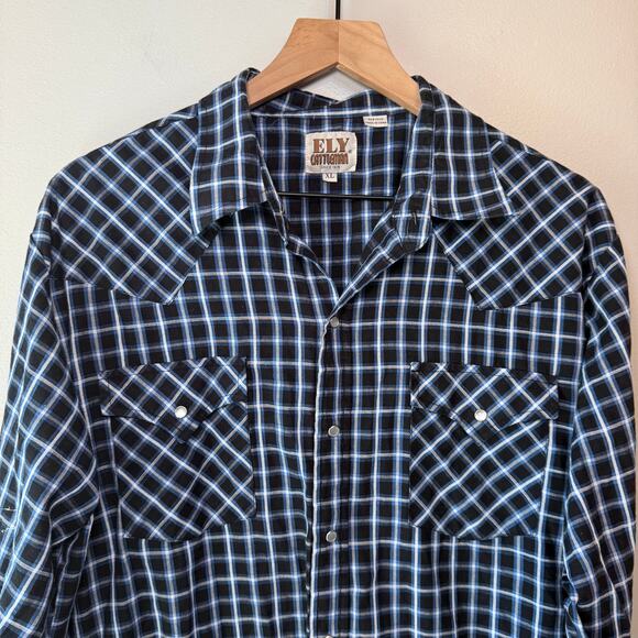 Ely Cattleman Men's Pearl Snap Long Sleeve Plaid Print Shirt Size X-Large - Picture 2 of 6